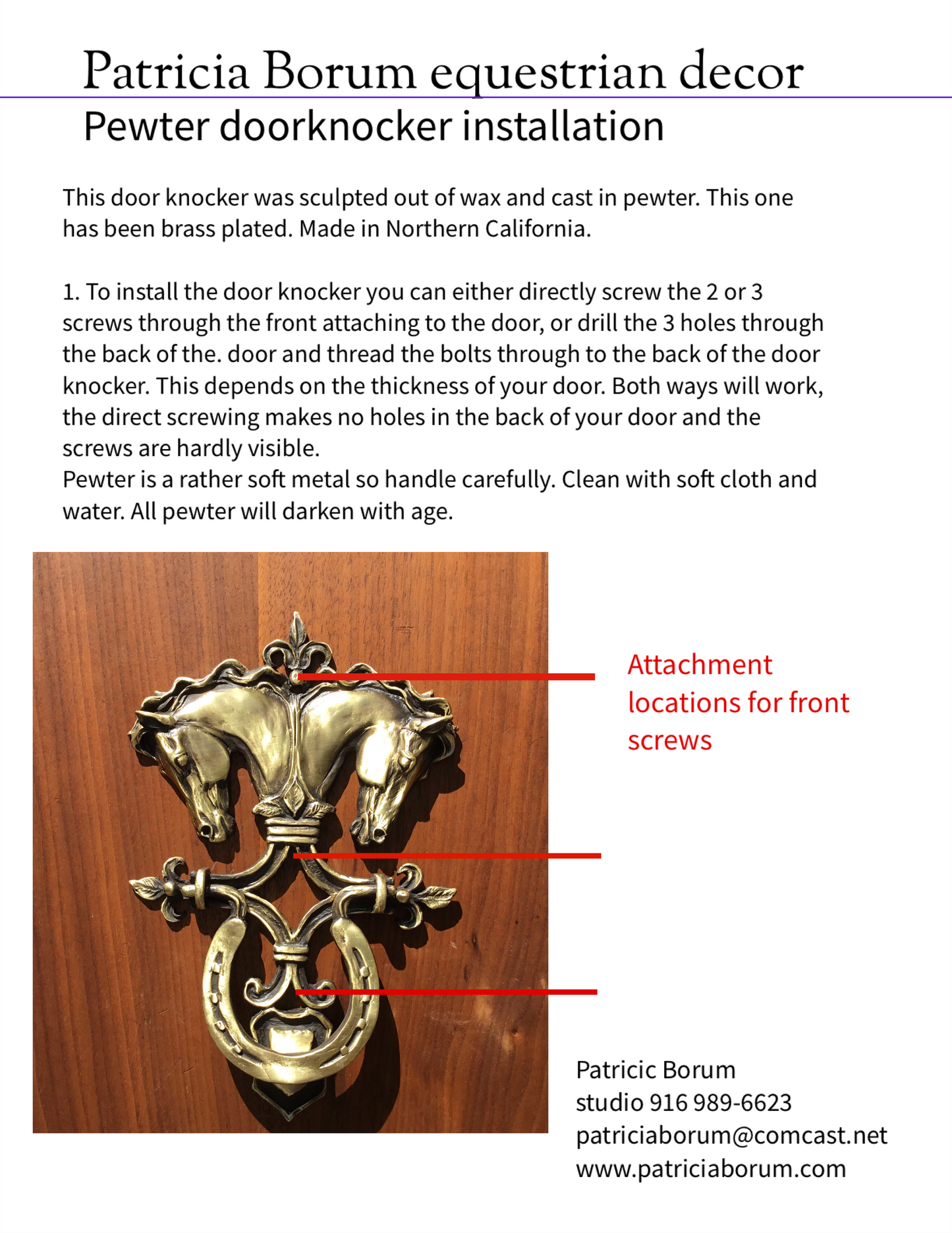 horse head doorknocker installation instructions