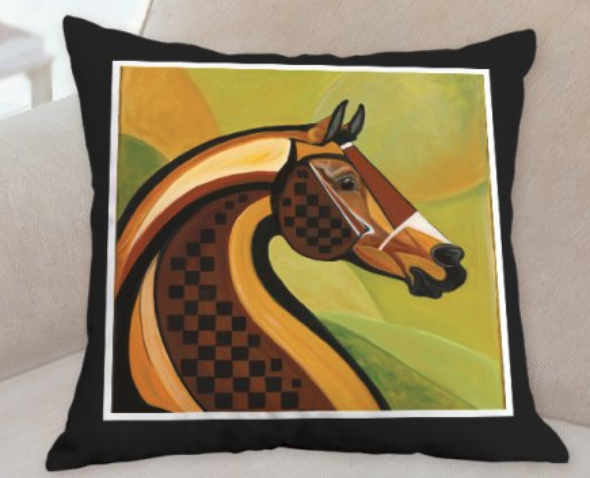 Courvoisier horse pillow by Patricia Borum