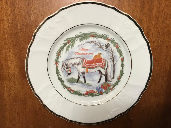 Christmas pony with presents collector plate