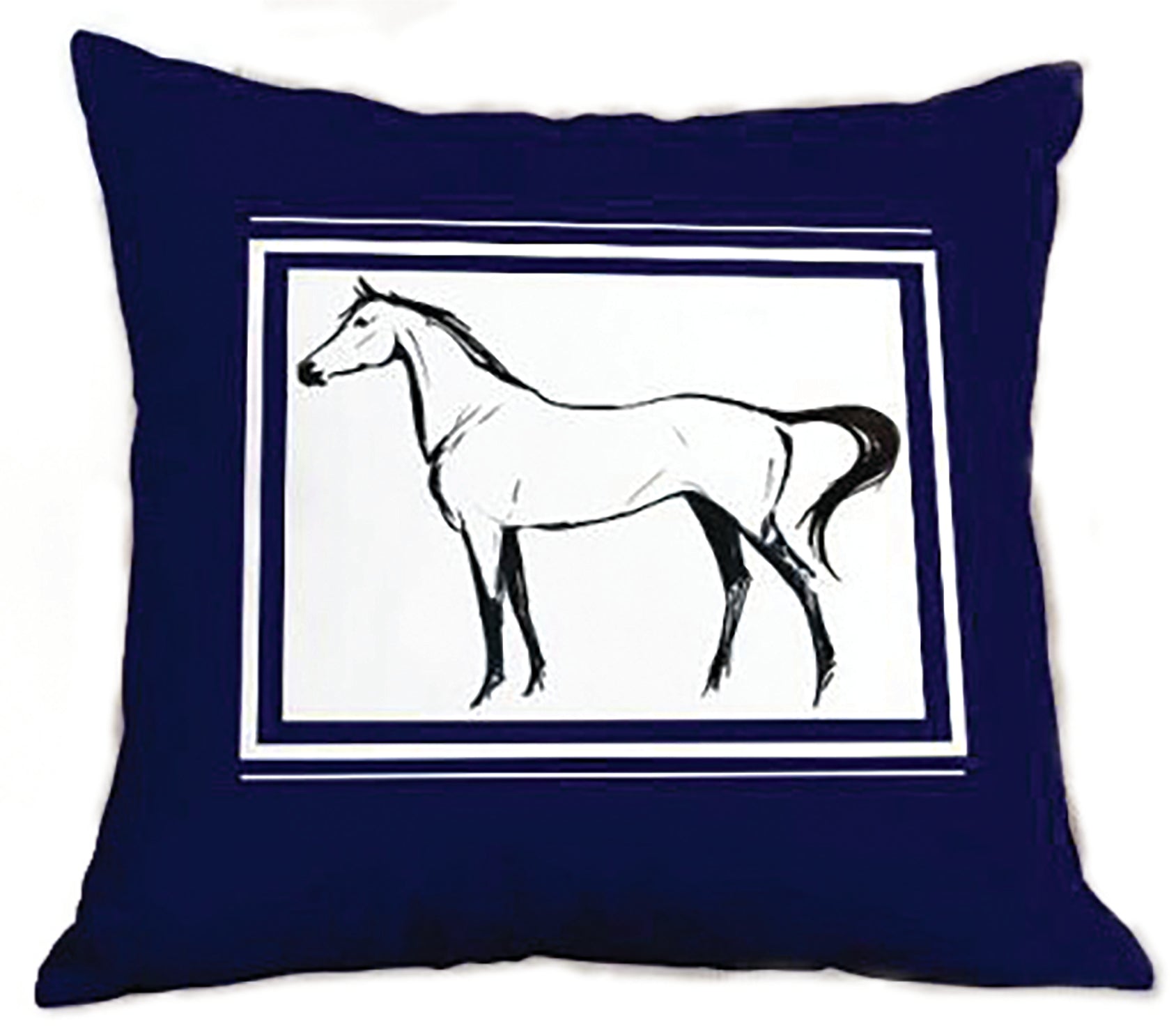 Horse sketch pillow /dark blue Patricia Borum
