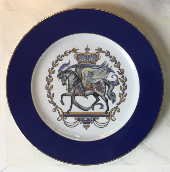 Royal Pegasus crest cobalt blue charger
