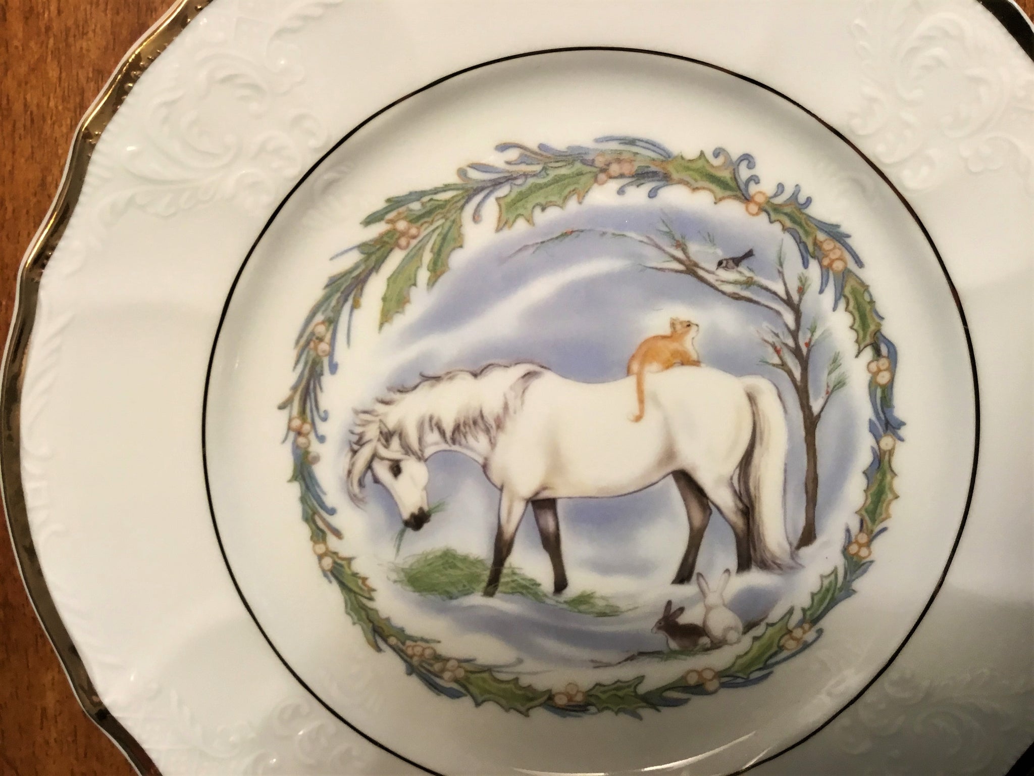 Christmas snow pony plate for collectors by Patricia Borum