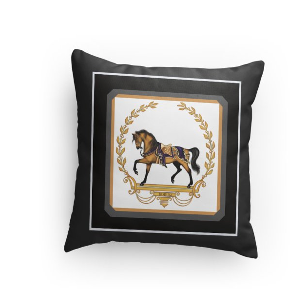 Triumph horse black pillow Patricia Borum
