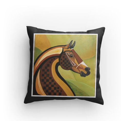 Courvoisier horse pillow by Patricia Borum