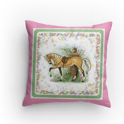 Palomino Riding horse pillow pink Patricia Borum