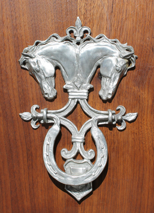 horse head door knocker silver