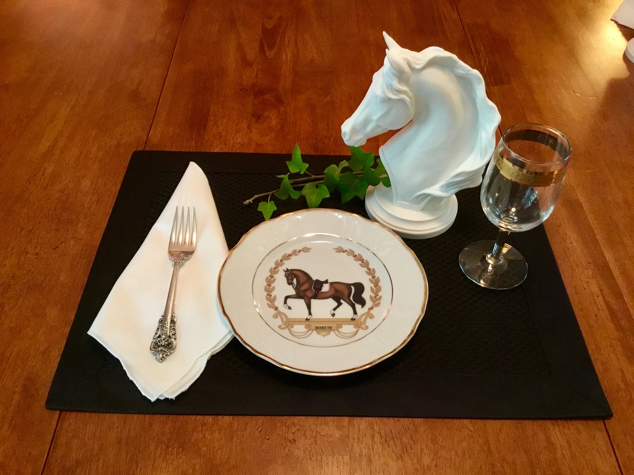 dressage horse salad plate bernadotte design gold edged